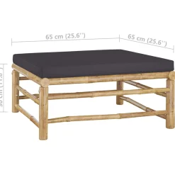 Zestaw wypoczynkowy do ogrodu Szary Bambus 2x sofa środkowa + podnóżek