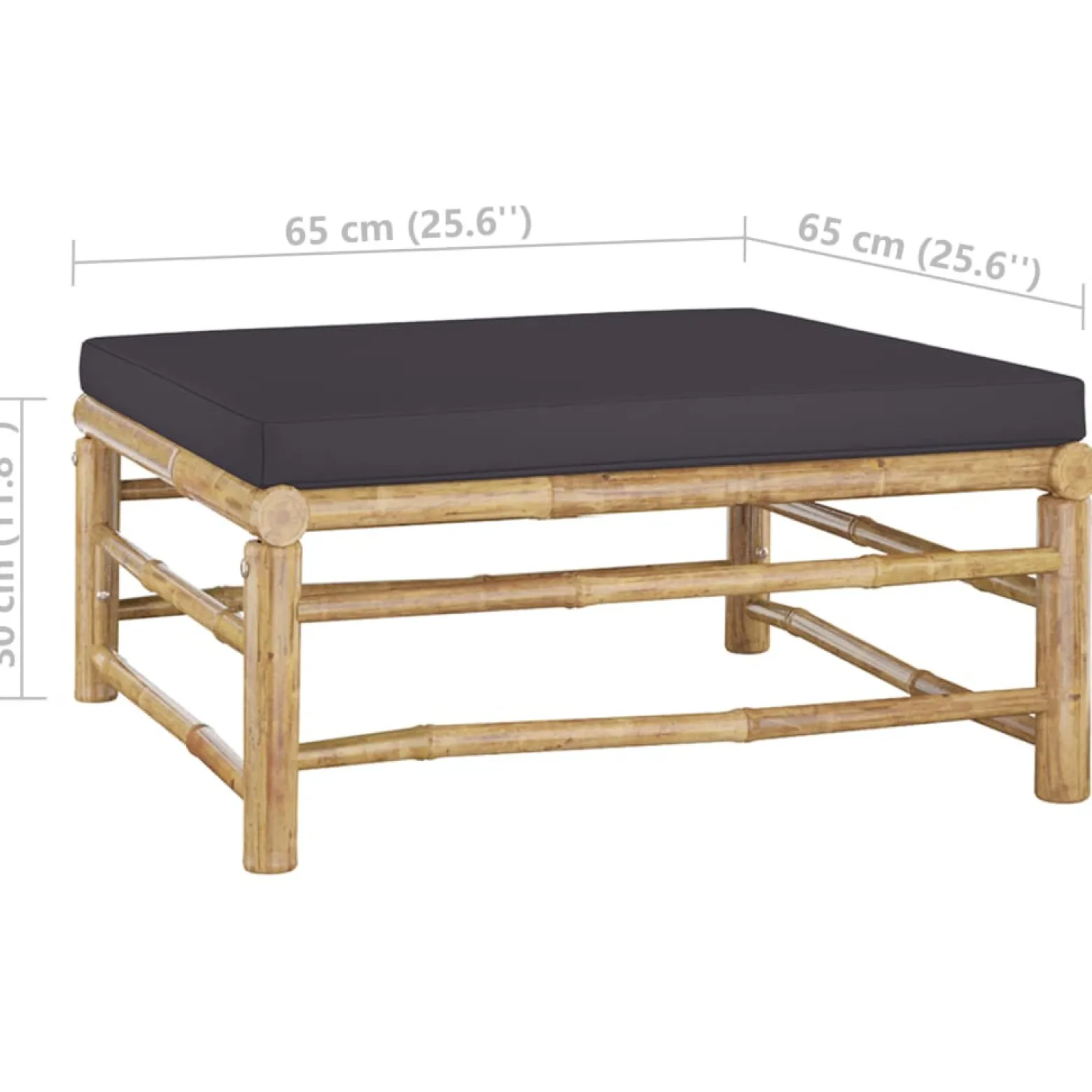 Zestaw wypoczynkowy do ogrodu Szary Bambus 2x sofa środkowa + podnóżek