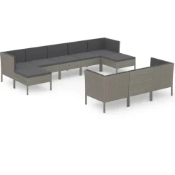 Zestaw wypoczynkowy do ogrodu Szary Technorattan 4x hjørne + 4x sofa