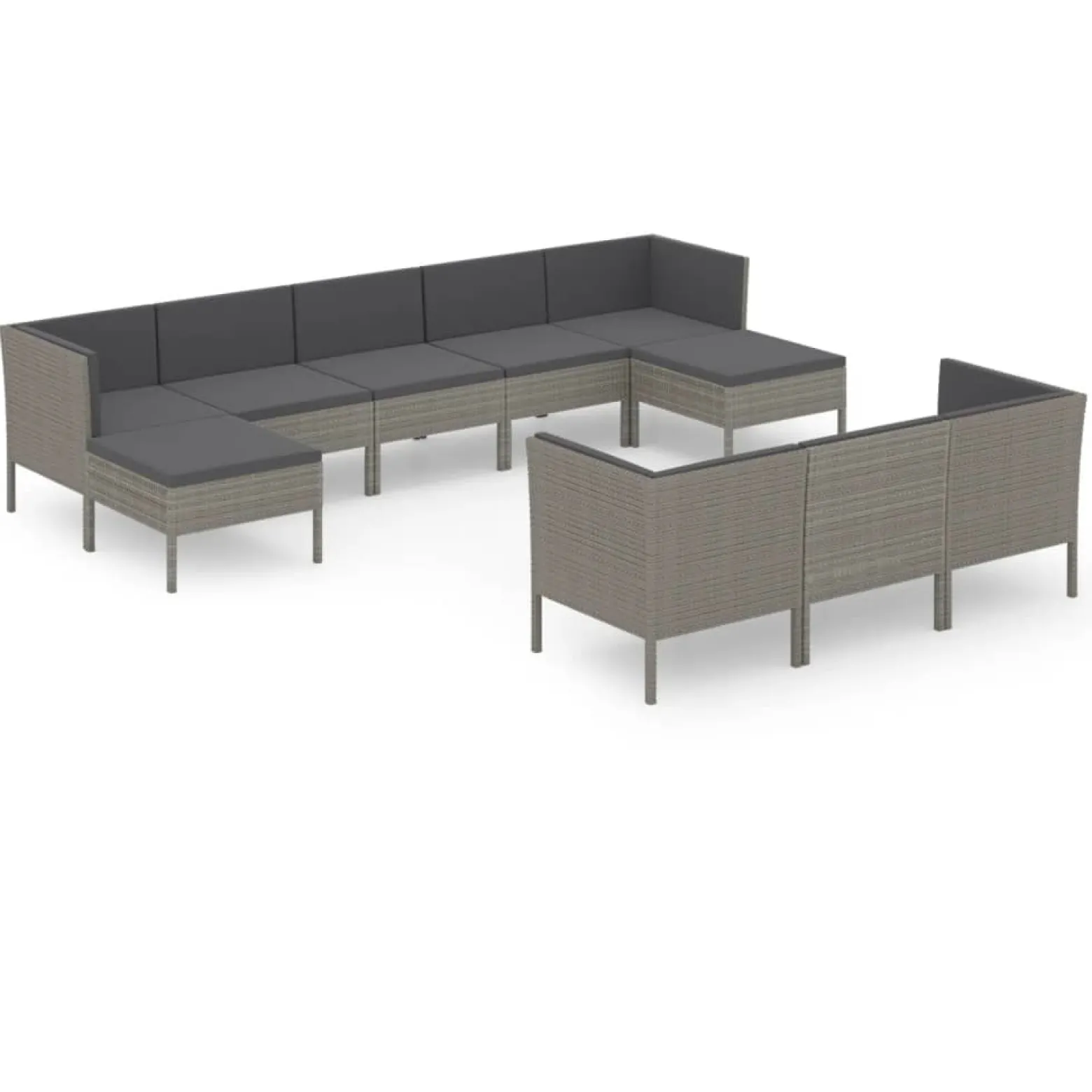 Zestaw wypoczynkowy do ogrodu Szary Technorattan 4x hjørne + 4x sofa