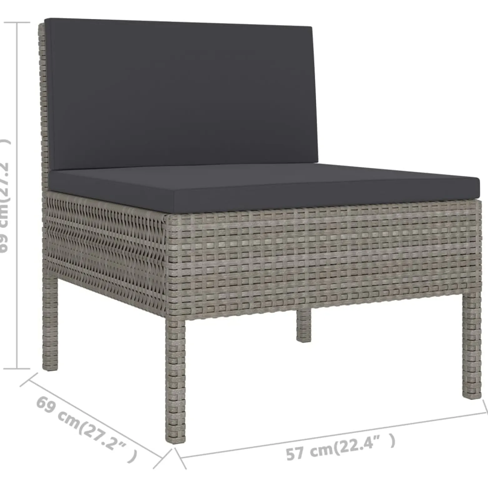 Zestaw wypoczynkowy do ogrodu Szary Technorattan 4x hjørne + 4x sofa