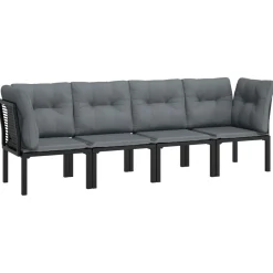 Zestaw wypoczynkowy do ogrodu Czarny Stal 2x hjørne + 2x sofa środkowa