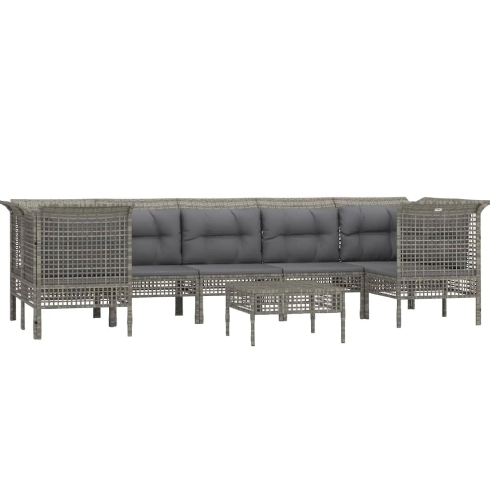 Zestaw wypoczynkowy do ogrodu Szary Technorattan 4x narożna + 3x sofa