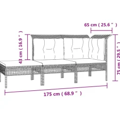 Zestaw wypoczynkowy do ogrodu Szary Technorattan 4x narożna + 3x sofa