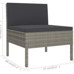 Zestaw wypoczynkowy do ogrodu Szary Technorattan 3x narożna + 4x sofa