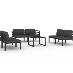 Zestaw wypoczynkowy do ogrodu Antracyt Aluminium 4x sofa środkowa + 2x