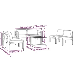 Zestaw wypoczynkowy do ogrodu Antracyt Aluminium 4x sofa środkowa + 2x