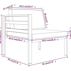 Zestaw wypoczynkowy do ogrodu Antracyt Aluminium 4x sofa środkowa + 2x