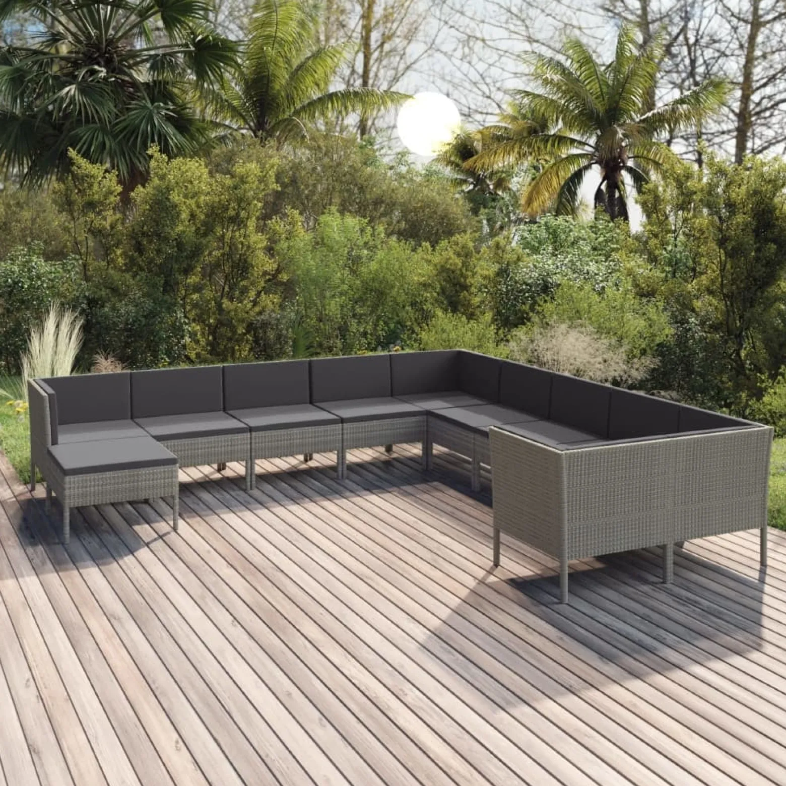 Zestaw wypoczynkowy do ogrodu Szary Technorattan 4x narożna + 6x sofa