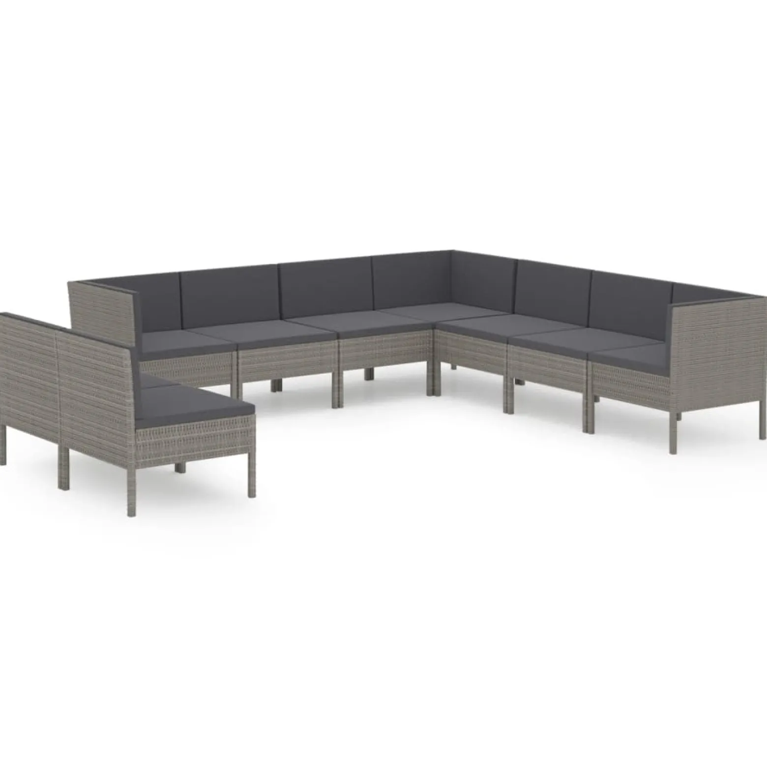 Zestaw wypoczynkowy do ogrodu Szary Technorattan 6x sofa środkowa + 3x