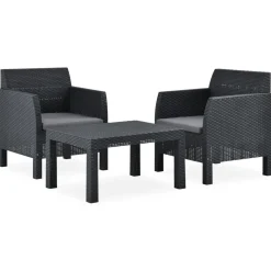 Zestaw wypoczynkowy do ogrodu Antracyt polipropylen 2x armchais + table