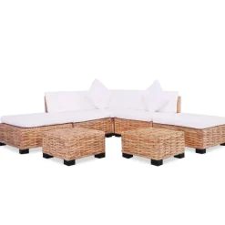 Zestaw wypoczynkowy, 18 elementów, naturalny rattan