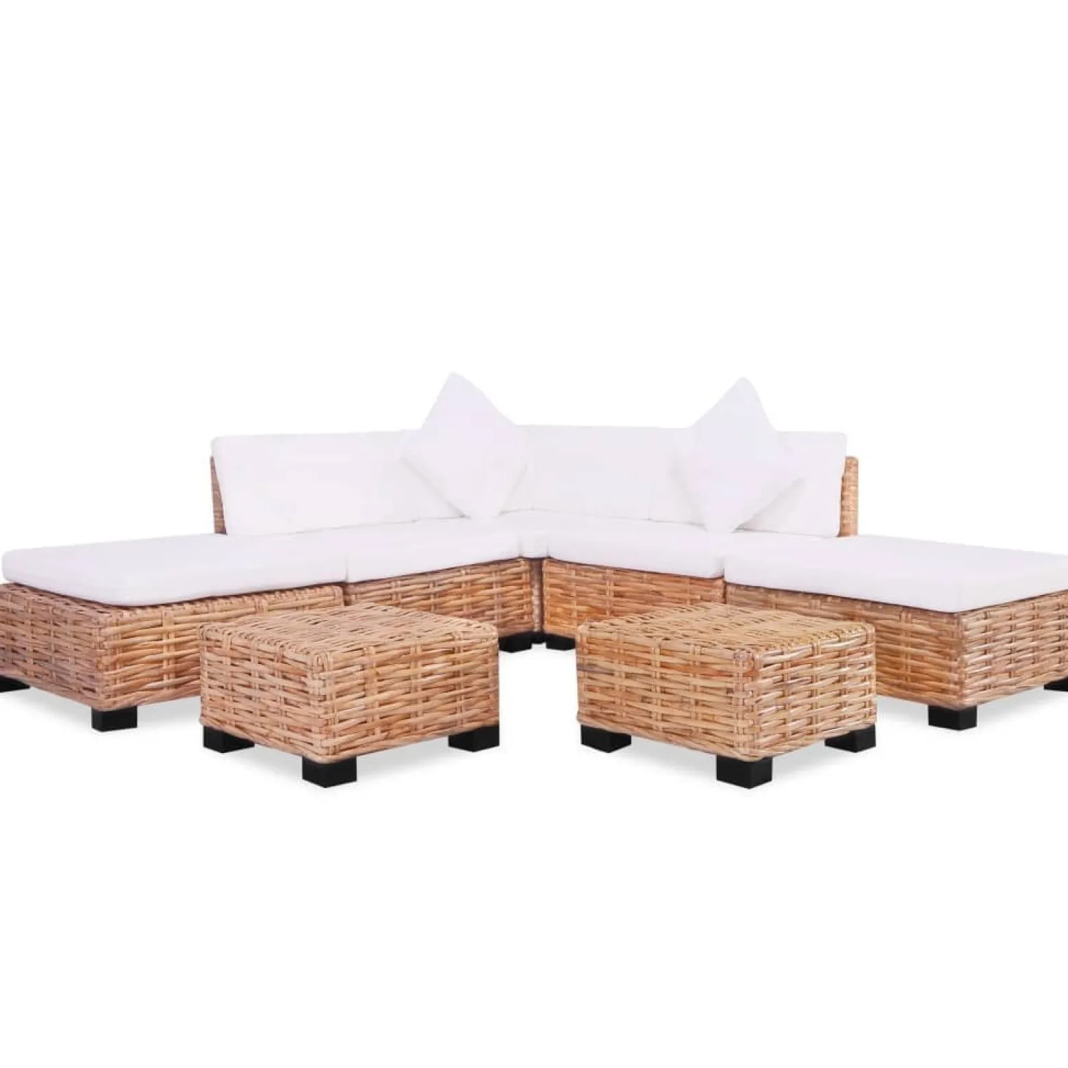 Zestaw wypoczynkowy, 18 elementów, naturalny rattan