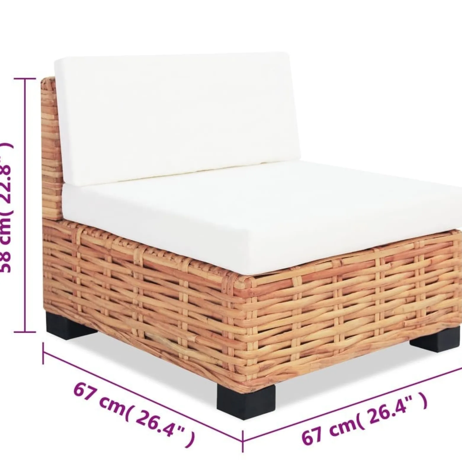 Zestaw wypoczynkowy, 18 elementów, naturalny rattan