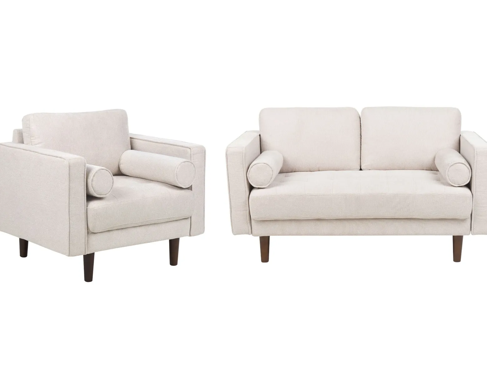 Zestaw wypoczynkowy 3-osobowy sofa fotel beżowy
