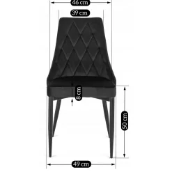 Zestaw 6x Krzesło Tapicerowane CORK Czarne Welurowe Nowoczesne Loft