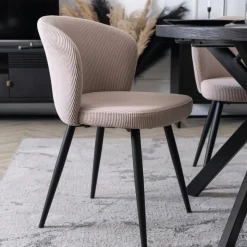 Zestaw 4x Krzesło Tapicerowane HAILEY Różowe Sztruksowe Nowoczesne Loft