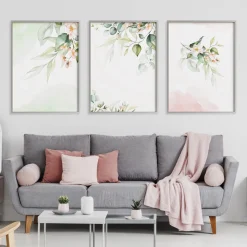 Zestaw 3x Plakat Akwarelowe LIŚCIE Kwiaty 30x40cm