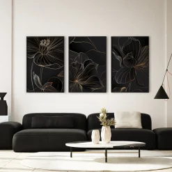 ZESTAW 3X Plakat Kwiaty W Stylu Line-art 30x40cm