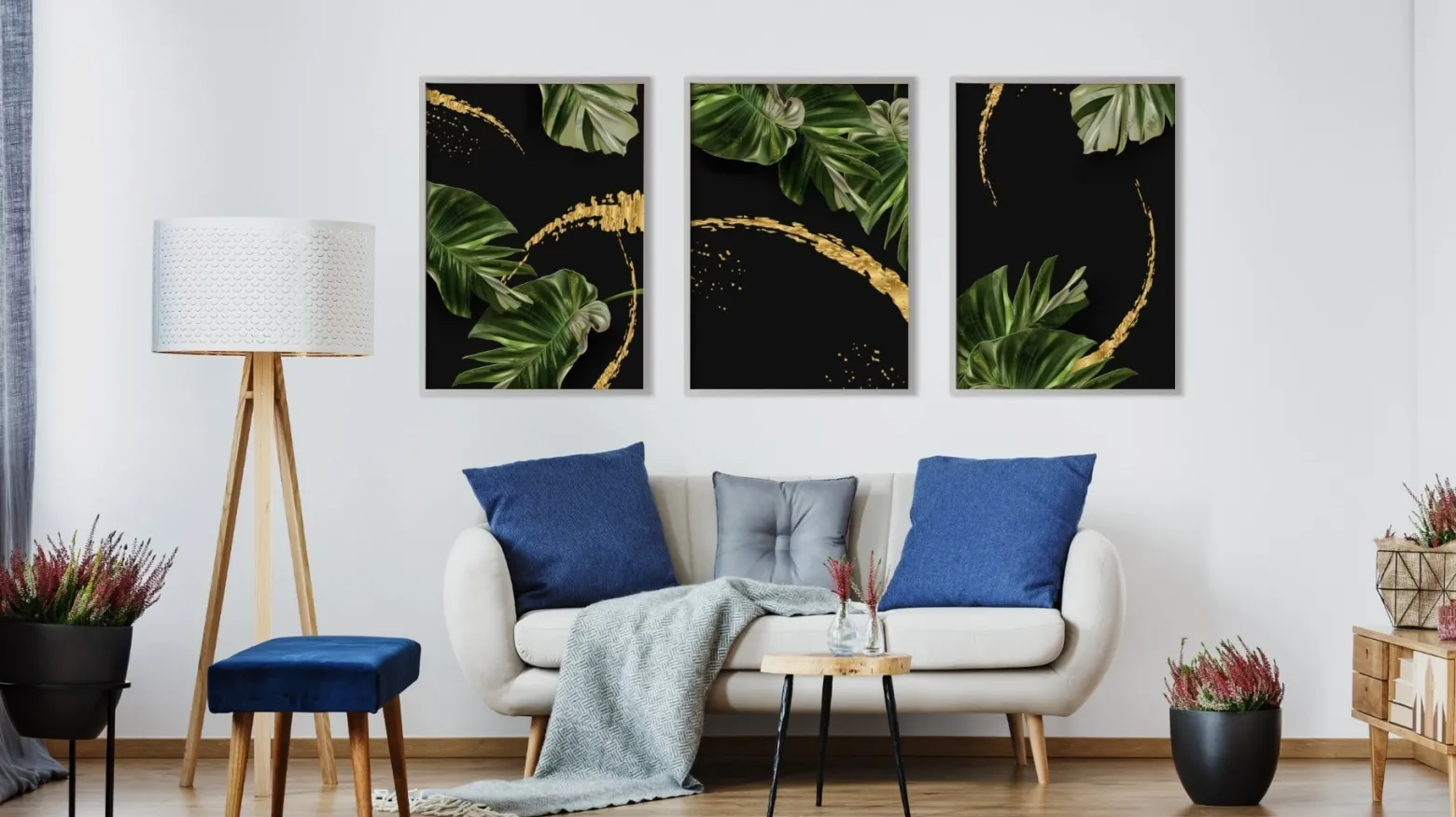 Zestaw 3x Plakat LIŚCIE TROPIKALNE Natura 3D 30x40cm