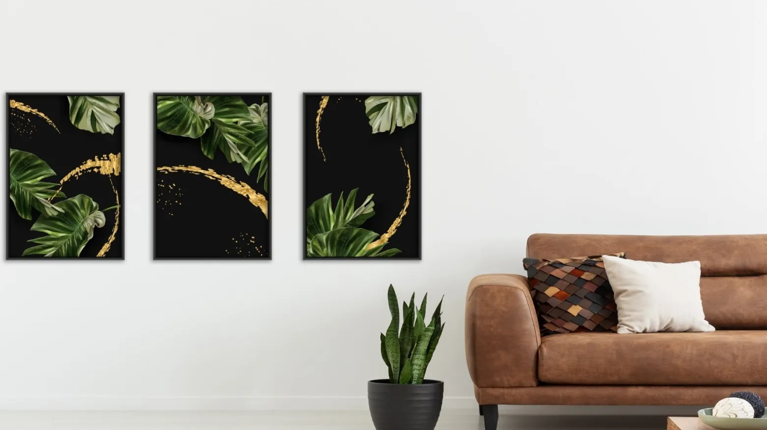 Zestaw 3x Plakat LIŚCIE TROPIKALNE Natura 3D 30x40cm
