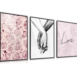 ZESTAW 3X Plakat Pudrowe róże 30x40cm