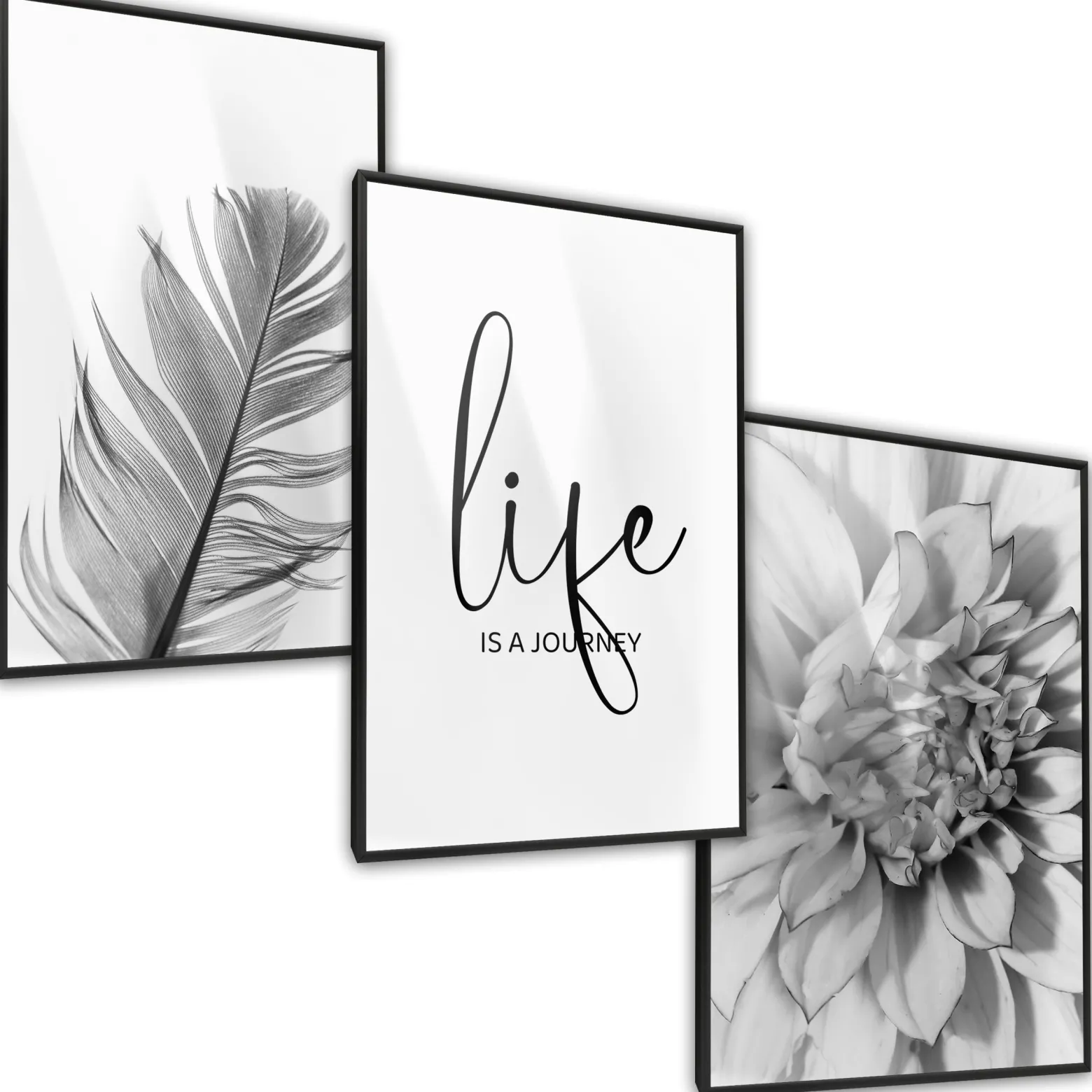 ZESTAW X3 PLAKAT W RAMIE KWIATY LIŚCIE MINIMALIZM 30x40cm