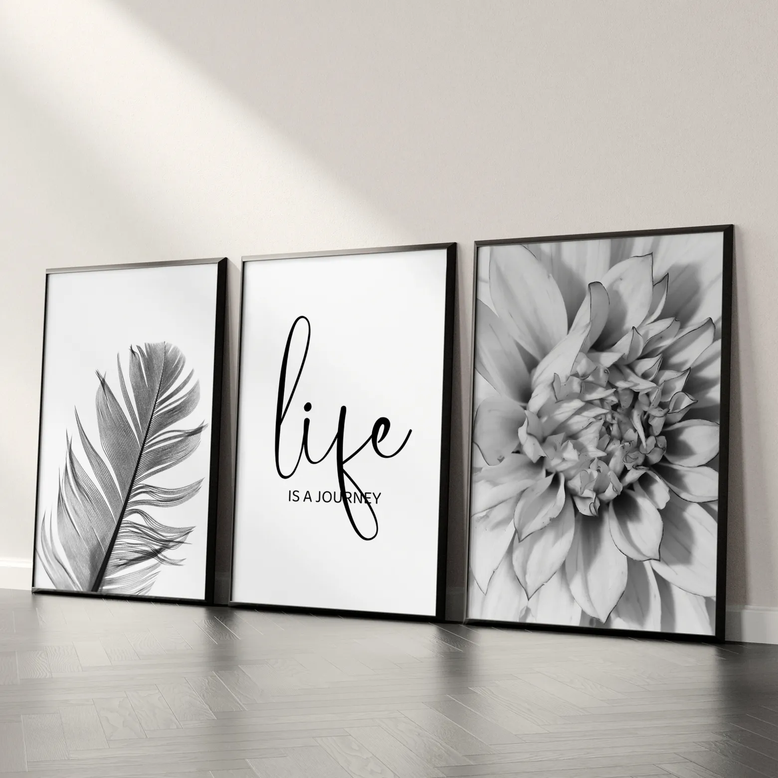 ZESTAW X3 PLAKAT W RAMIE KWIATY LIŚCIE MINIMALIZM 30x40cm