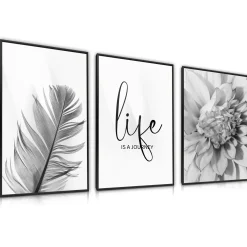 ZESTAW X3 PLAKAT W RAMIE KWIATY LIŚCIE MINIMALIZM 30x40cm