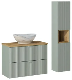 Zestaw z blatem oak i umywalką Pati 80 cm Line Reed Green
