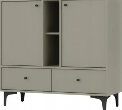 ZIELONA KOMODA AVILA 100 cm CZARNE Metalowe Nogi Uchwyt 2D2S