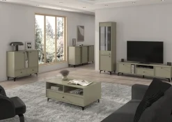 ZIELONA KOMODA AVILA 100 cm CZARNE Metalowe Nogi Uchwyt 2D2S