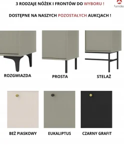 ZIELONA KOMODA AVILA 100 cm CZARNE Metalowe Nogi Uchwyt 2D2S