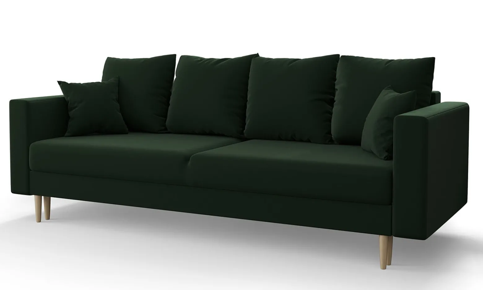 Zielona rozkładana sofa na nóżkach - Maren