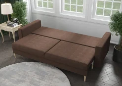 Zielona rozkładana sofa na nóżkach - Maren