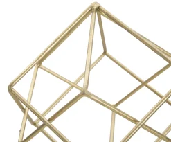 Złota metalowa rzeźba na białej marmurowej podstawie 16x18x41,5 cm