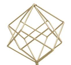 Złota metalowa rzeźba na białej marmurowej podstawie 16x18x41,5 cm